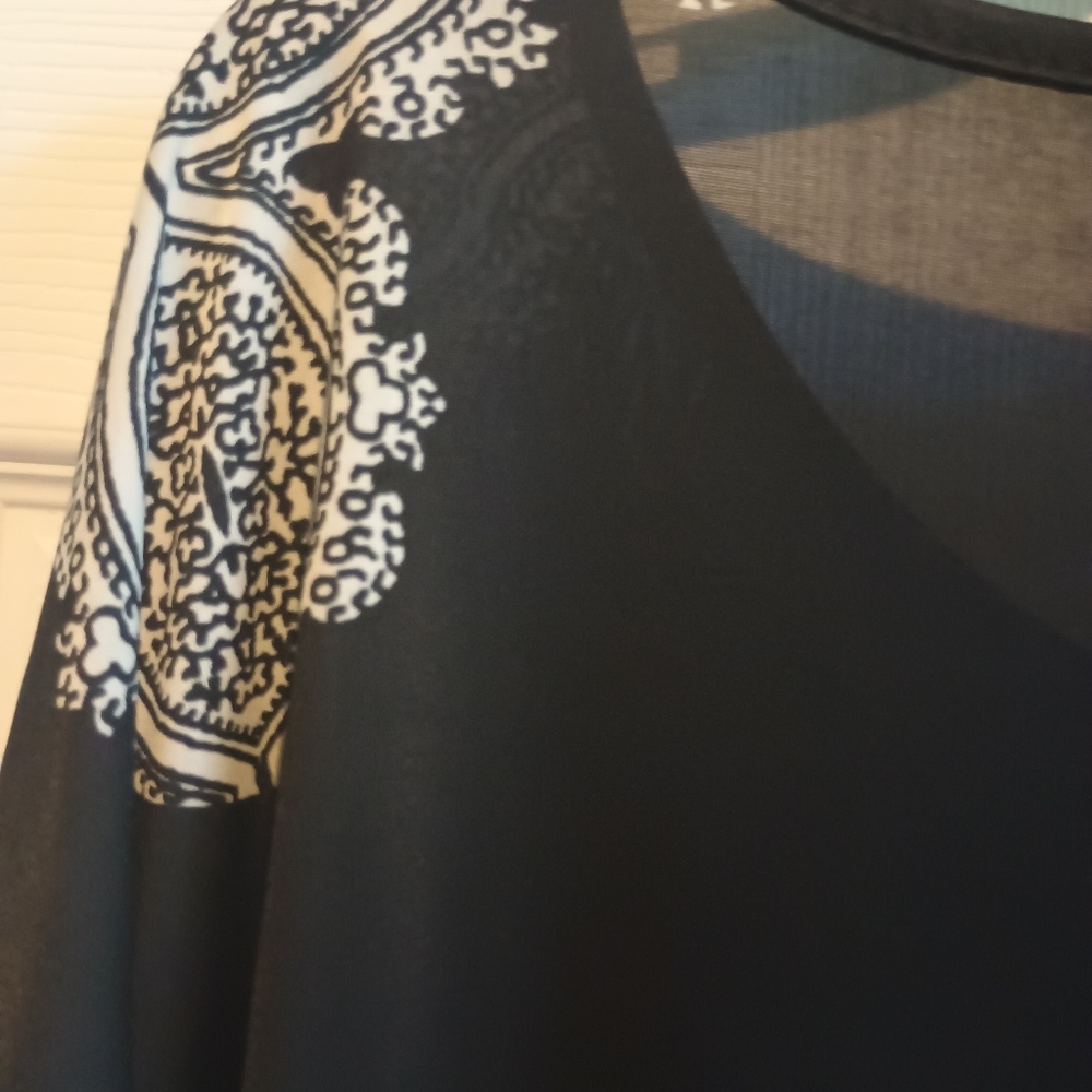 Free Culture Women's Large Black Boho Paisley Print Tunic Top - Flowy Kaftan... - Picture 12 of 13